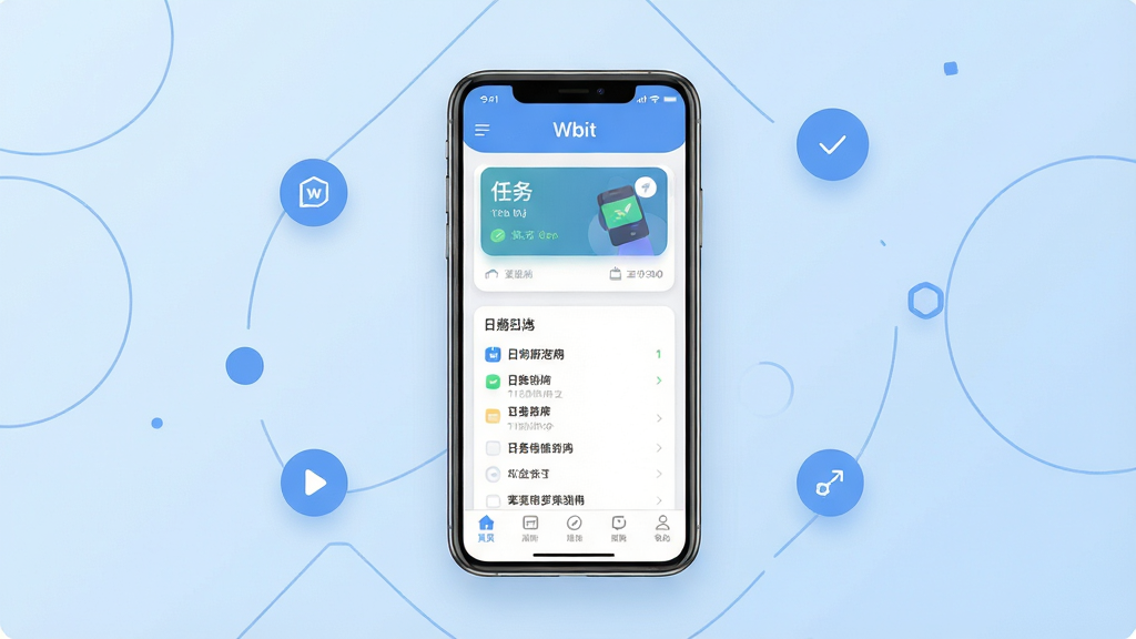 Wbit����������ȫòչʾ�������������һ�������ֻ�����Ļ����ʾWbitӦ����ҳ����������Ƭ���ճ��б���ײ������������岼��������ࡣ����Ϊ����ɫ���䣬��׺��������������Բ��ͼ�ꡣ���Ϊ��ƽ���Ƽ��磬ϸ����ͻ����ƬԲ���������Ӱ�����ʸ��壬�ɾ��޶���Ԫ�أ�ͼƬ�����ְ�����Wbit��������