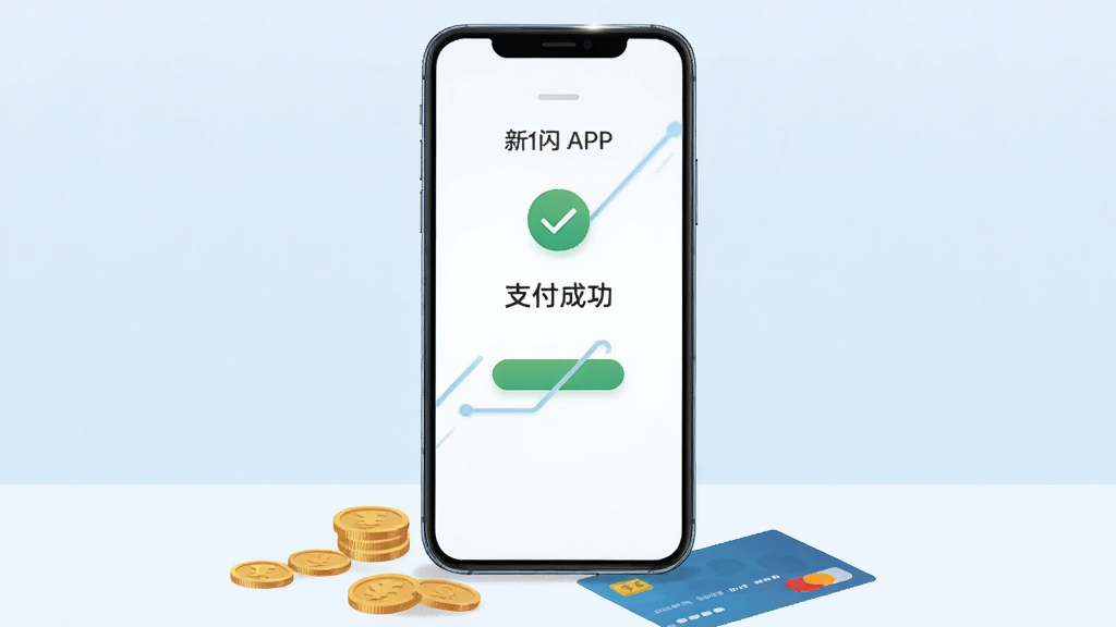 ����������һ�������ֻ�����Ļ��ʾ����APP��֧���ɹ����棬����Ϊ����ǳ��ɫ���䣬���ֲ��þ��й�ͼ���ֻ��·�ɢ�伸öӲ�Һ�һ�����п������Ϊ��ƽ���Ƽ��廭��ϸ�ڰ����ֻ���Ե�Ĺ����������ϵĶԹ�ͼ�꣬����Ϊ4K���壬�ɾ��޶���Ԫ��