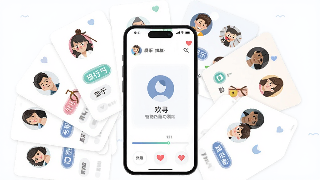 һ��չʾ����Ѱ������ƥ�书�ܵĲ廭������������һ���ֻ���Ļ����Ļ����ʾ�Ŷ���û���Ƭ������չ������Ƭ����ͷ�����Ȥ��ǩ�����֡����С���Ӱ�ȣ�����Ϊ�ֻ����С���Ƭ���ƣ����Ϊ��ƽ���廭��ϸ�ڰ���ƥ�������������ͼ�꣬�����������ɾ����޶���Ԫ��