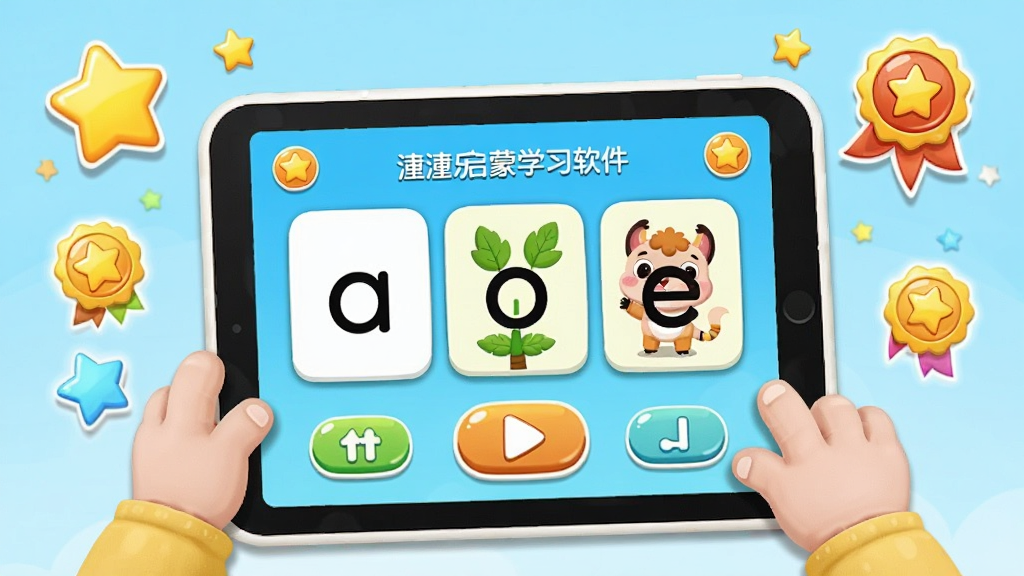 ����������ѧϰ����Ȥζ�������ý��棬����չʾһ����ͨ��ͯ����ƽ���Ͻ���ƴ��ƴ����Ϸ����Ļ����ʾ