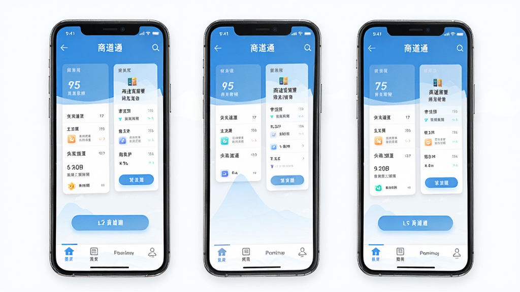 �̵�ͨ�ƶ���Ӧ�ý���չʾͼ������Ϊ�ֻ���Ļ�����е��̵�ͨAPP���棬����Ϊ���½ṹ��������������ײ��˵����Ű��࣬���Ϊ�����ƶ�����Ʒ磬ϸ�ڰ���ͼ�ꡢ��Ƭ����ť��Ԫ�أ����ʸ��塢�ɾ����޶���Ԫ�أ������д����֡��̵�ͨ��
