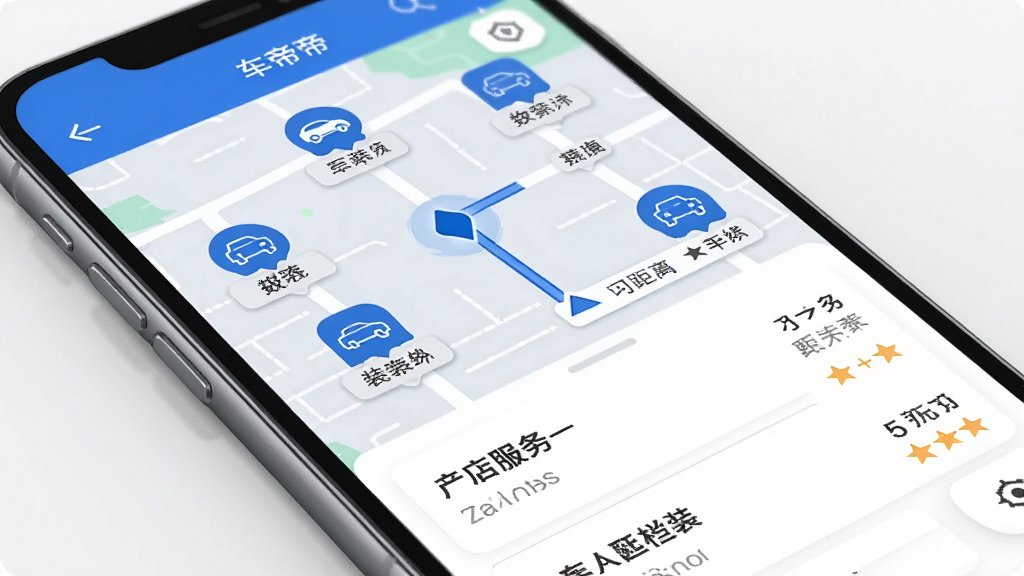һ���۸�����������ƥ�书�ܽ��棬�ֻ���Ļ��ʾ��ͼģʽ����ͼ�ϱ�ע���������װ��������ͼ�꣬�·��б�չʾ�ŵ����ơ���������֣���ɫ������Ϊ�����������������������ϸ�ڰ�����λ����·��ָʾ�����ʸ��壬�ɾ��޶���Ԫ�ء�
