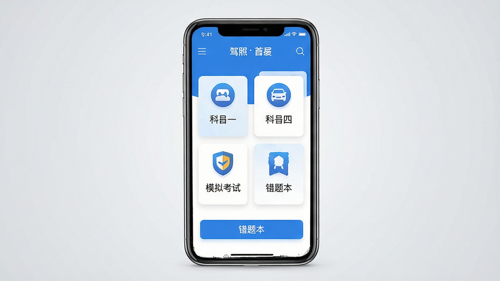 һ��չʾ����APP��������ֻ�Ӧ�ý�ͼ������������һ�������ֻ�����Ļ��ʾ����APP����ҳ��������Ŀһ����Ŀ�ġ�ģ�⿼�ԡ����Ȿ�ȹ�����ڣ���������ɫ�Ͱ�ɫΪ��ɫ������������������Ϊǳ��ɫ���䣬������ִ���ϸ�ڰ���ͼ�ꡢ��ť�����ֱ�ǩ�������������ɾ����޶���Ԫ��