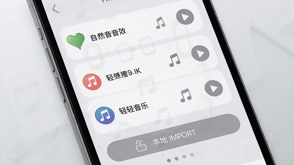ͼͼ�����������ý��棬����չʾ�ֻ���Ļ��д����Ļ����ʾ��������ѡ���б���������Ȼ��Ч�������ֺͱ��ص��밴ť������Ϊǳ��ɫ���䣬����Ϊ��ֱ�б��Ű棬���Ϊ���¼�Լ���ƶ���UI��ƣ�ϸ�ڰ�������ͼ��Ͳ��Ű�ť������Ϊ����4K���ɾ��޶���Ԫ��