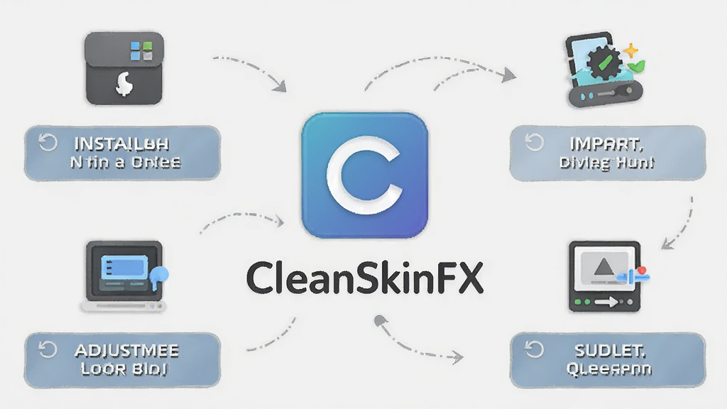 һ��չʾCleanSkinFX���ֲ���Ҫ�����Ϣͼ����������������ͼ��͡�CleanSkinFX�����ƣ���Χ�����Ű�װ�����롢�����������ĸ�����ļ�ͼ�꣬����Ϊǳ��ɫ�������������������ʾ�����ֿ򣬻���ɾ�����������