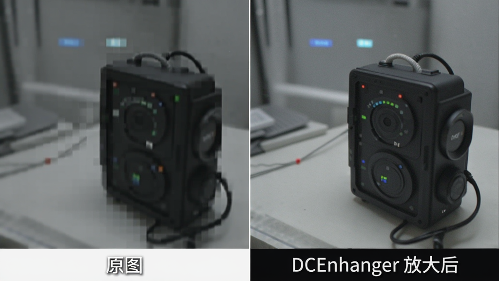 DCEnhancer ���ܷŴ�����ʾͼ������Ϊһ�ŵͷֱ���ͼƬ���� DCEnhancer ����������������������Ϊ���ҶԱ�չʾ������ע