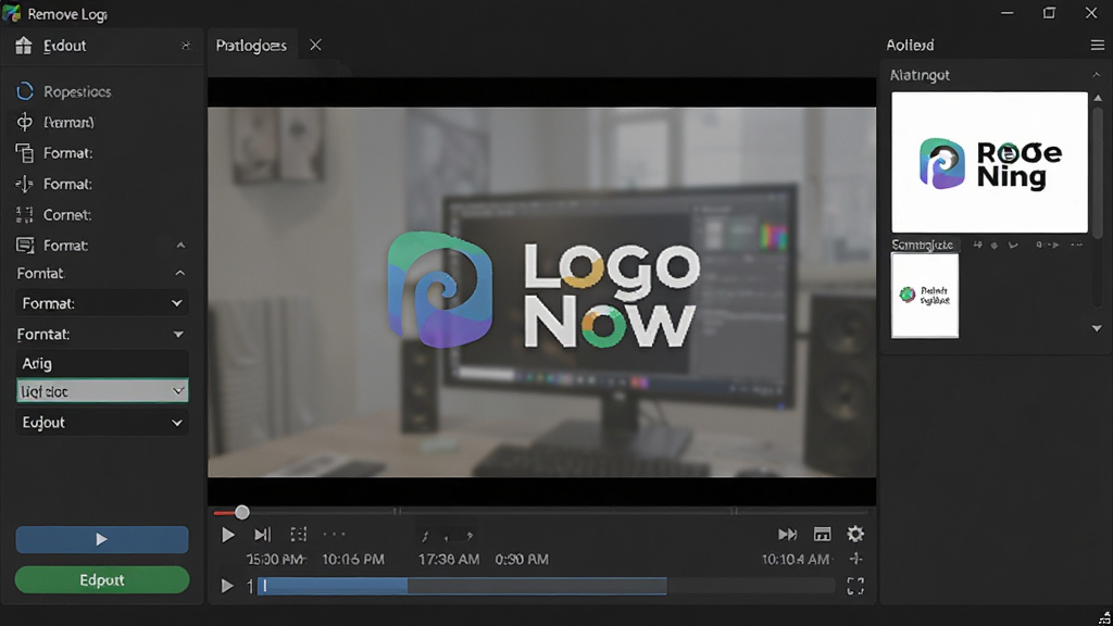 Remove Logo Now ��������չʾ����������Ϊ��ƵԤ�����ڣ����Ϊ���ܲ�����壬�Ҳ�Ϊˮӡ����ѡ�񹤾ߣ����������ɫ������ƣ����ּ�����������Ϊרҵ������ͼ��ϸ�ڰ�����Ƶʱ���ᡢ������ť����ʽѡ��˵������ʸ��壬�ɾ����޶���Ԫ��