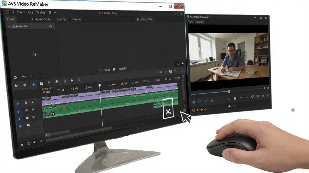AVS Video ReMaker ���ֲ���ʾ��ͼ��������һֻ������������ڵ�����������ϵļ��а�ť����Ļ����ʾ��Ƶʱ�����Ԥ�����ڣ����дʵ������ϸ�ڷḻ�����ʸɾ����޶���Ԫ��