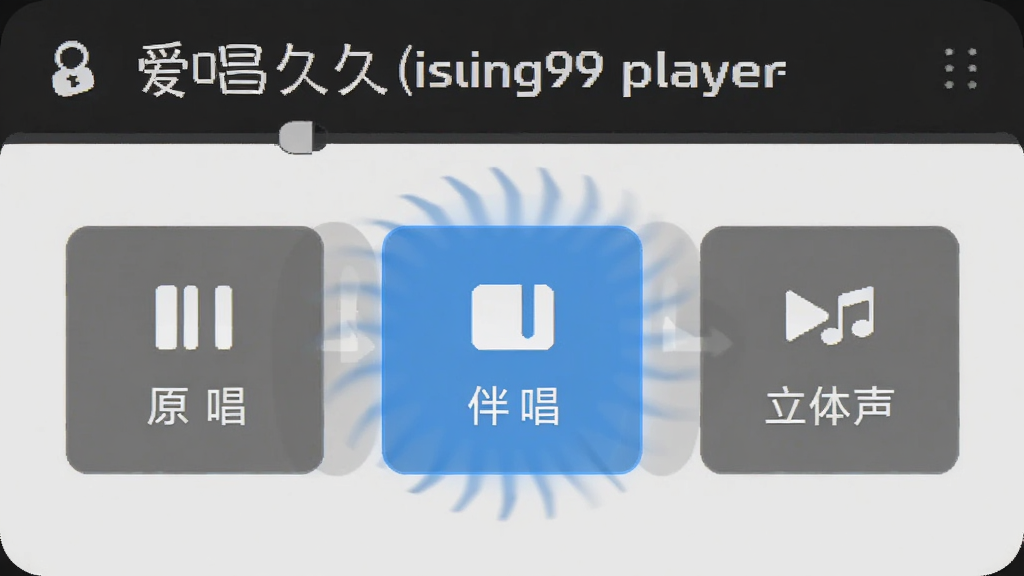 �����þã�ising99 player�������л�������д������չʾ���ſ������ϵ�ԭ�����鳪��������������ť������һ����ť���ڸ���ѡ��״̬������Ϊ������״���У��Ű���ֱ�ۡ����Ϊ��ƽ��UI��ƣ�ϸ�ڰ�����ťͼ�ꡢ��ǰ�������ֱ�ʶ���л���Ч��Ӱ�������������ɾ����޶���Ԫ�ء�
