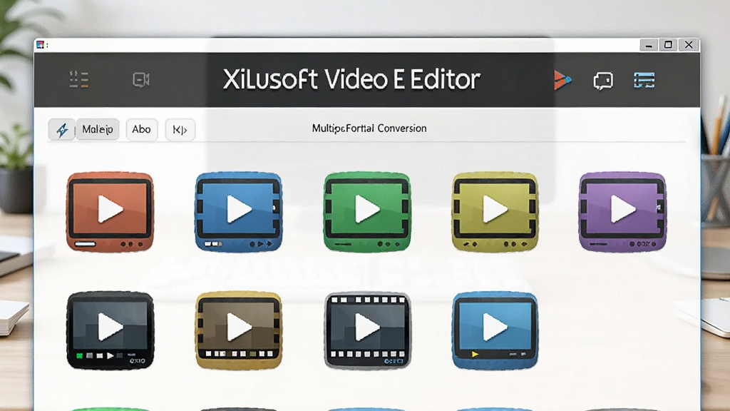 ������չʾ Xilisoft Video Editor �Ķ��ʽת�����棬�����Ƶ��ʽͼ���������У��������Ƴ����ڽ��涥��������Ϊ����ǳɫ����̨�����������ˬ��ϸ�����������ʸ��壬�ɾ����޶���Ԫ��