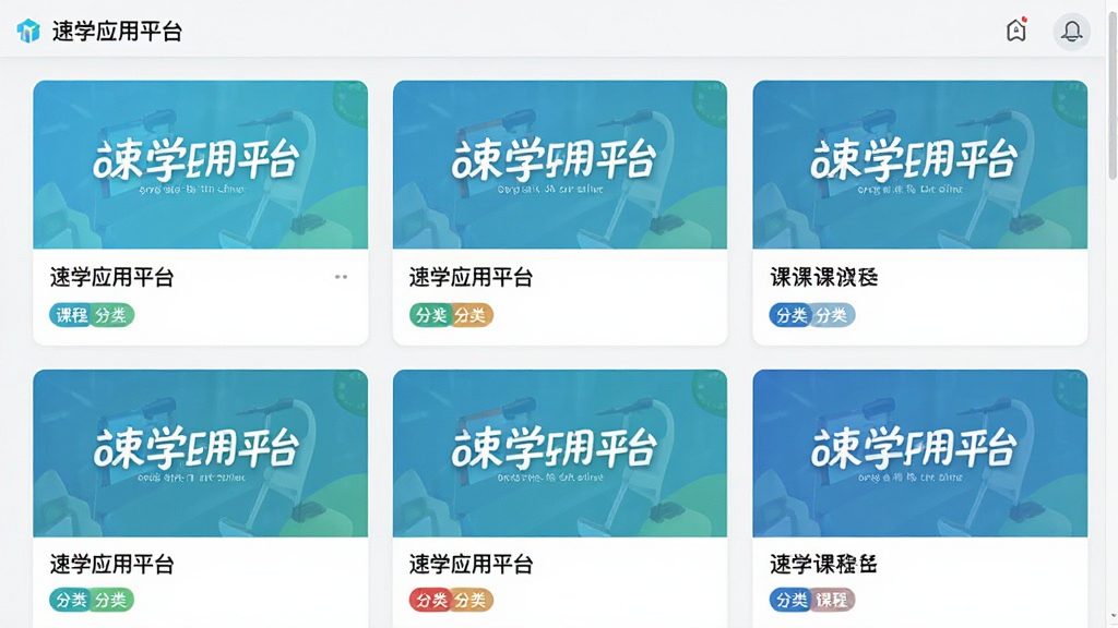 ����Ϊ��ѧӦ��ƽ̨�γ���Դ���棬���ֲ�����������չʾ���ſγ̿�Ƭ���Ű�Ϊ����ʽ�����Ϊ��������ı�ƽ����ƣ�ϸ�ڰ����γ̷���ͼ���������֡���ѧӦ��ƽ̨���ͷ����ǩ�����ʸ��壬�ɾ����޶���Ԫ��