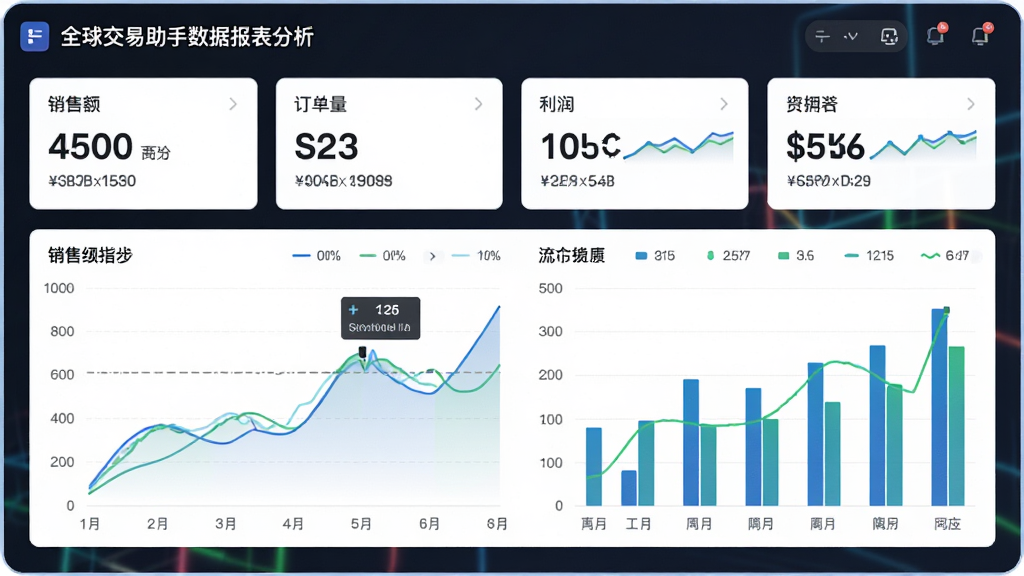 ȫ�����������ݱ����������棬����Ϊ���ݿ��壬�����Ϸ�Ϊ�ؼ�ָ�꿨Ƭ���·�Ϊ����ͼ����״ͼ��ϣ��Ű���������Ϊ�ִ���Լ����磬ϸ�ڰ������۶����������������ݱ�ǩ�����ʸ���ɾ��޶���Ԫ��
