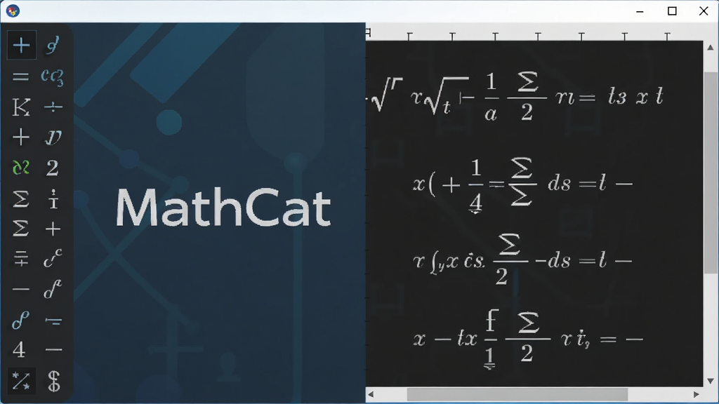 MathCast�����������棬������ʾ�������ơ�MathCast�������Ϊ��ʽ���Ź��������Ҳ�Ϊ�༭����չʾ���ӵ���ѧ���ֹ�ʽ�����ּ�����������Ϊ�ִ��Ƽ���ƽ����ƣ�ϸ�ڰ������š���������ͷ��ŵ�Ԫ�أ����ʸ��壬�ɾ����޶���Ԫ��