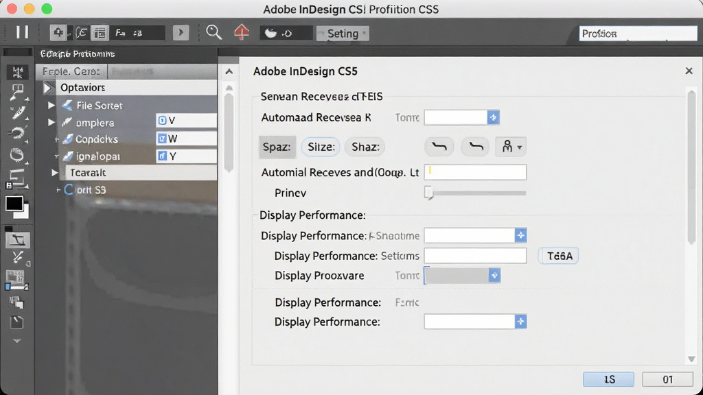 Adobe InDesign CS5 ��ѡ������������Ե������棬����չʾ������ѡ������еĽ����������ļ�����ѡ������ʵ�ã�ϸ�ڰ����Զ��ָ�����ʾ�������ã������������ɾ��޶���Ԫ��