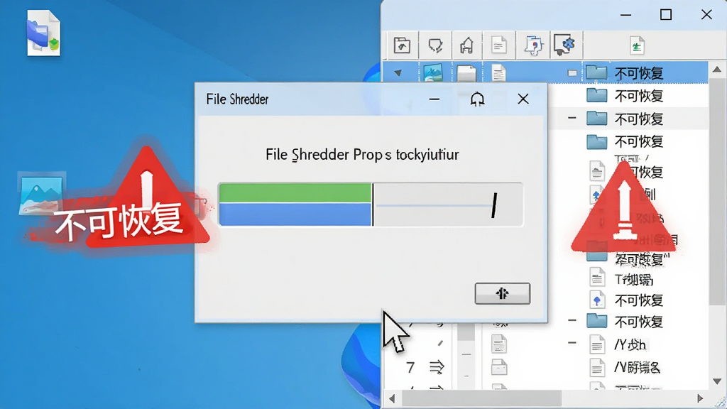 һ�ŵ��������ͼ����������ʾ File Shredder ���ڷ����ļ����������ߵ�һ�룬�Ա���һ����Ŀ�ĺ�ɫ�����־д�� ���ɻָ�������Ϊ���У�����ƽ����ϸ�ڰ������ָ�����ļ��б��������������ɾ����޶���Ԫ��