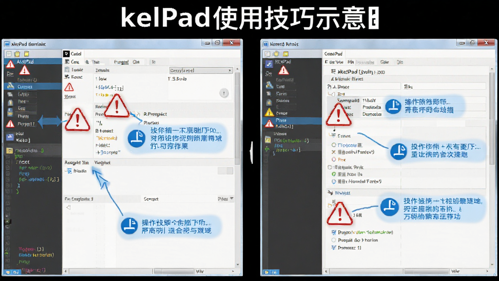 AkelPadʹ�ü���ʾ��ͼ������Ϊ�����˵���ѡ�����ý��棬����Ϊ�ര�ڶԱ�չʾ���Ű�ͻ���������裬���̳�ָ����ϸ�ڰ�����ɫ��ʾͼ������ɫ��ʾ���֣������������ɾ����޶���Ԫ��