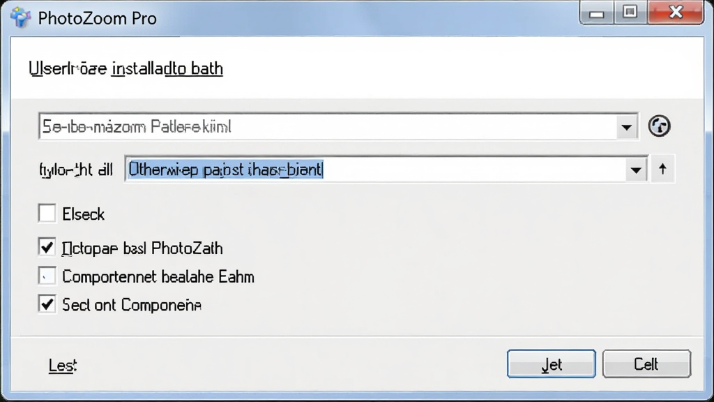 һ��չʾ PhotoZoom Pro ��װ�򵼽����ͼƬ���������а�װ·��ѡ���������ѡ�������Ϊ Windows ���䰲װ���ڣ����� 