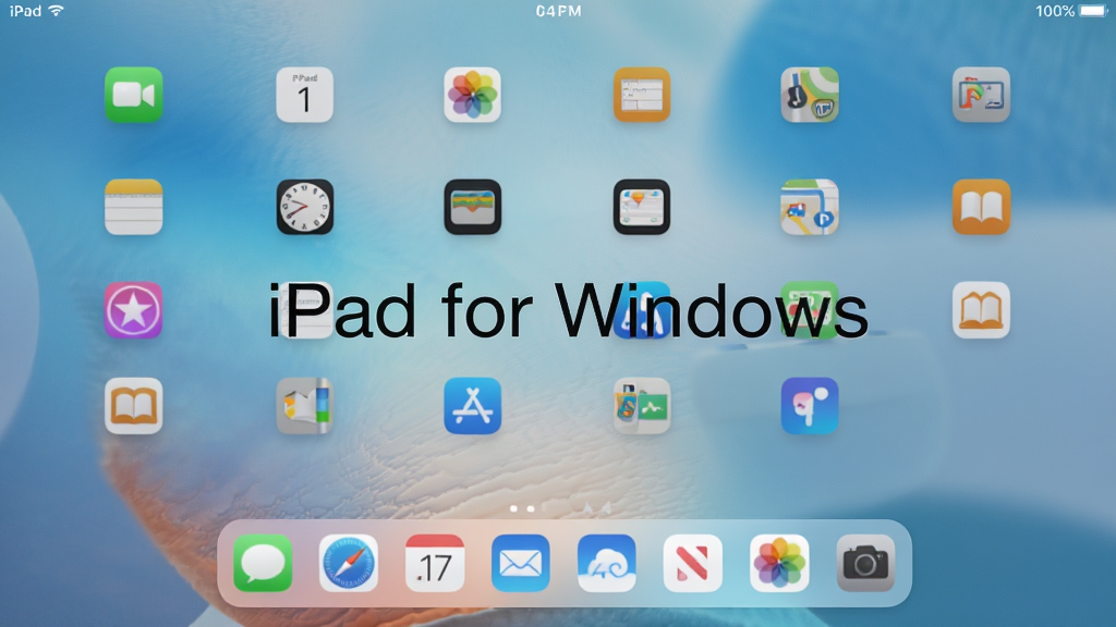 iPad for Windows ���������ͼ��������չʾ�� iPad ����Ļ����������Բ��Ӧ��ͼ�ꡢ�ײ���͸�� Dock ��������ʱ�������״̬��������Ϊǳ��ɫ�����ֽ������������������������� 