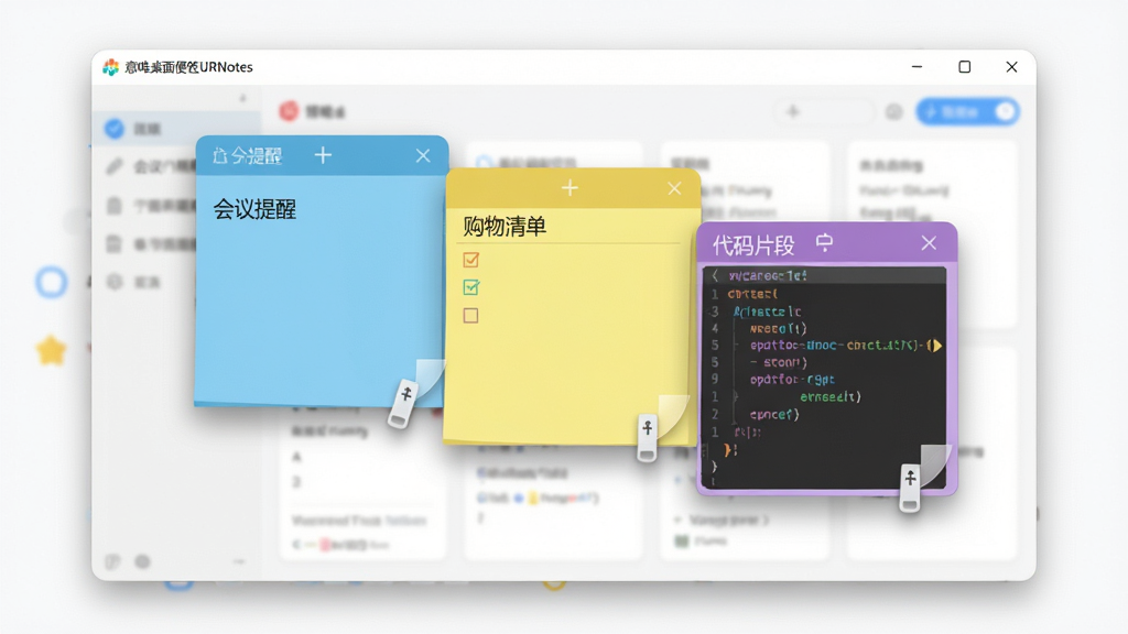 �����ǩ����Ч��ͼ������Ϊ��Ψ�����ǩURNotes�������棬����Ϊ��Ļ�������Ų�ͬ��ɫ�ı�ǩ���ڣ��ֱ���ʾ���������ѡ��������嵥��������Ƭ�Ρ����Ű�������£����Ϊ����ƽ��UI��ϸ�ڰ���������Ӱ����͸��Ч������ק���֣����ʸ��壬�ɾ��޶���Ԫ��