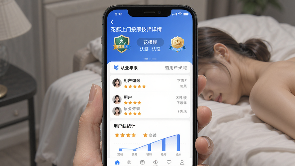 ����Ϊ�ֻ���Ļչʾ�������Ű�Ħ��ʦ����ҳ������Ϊ�����½ṹ�����Ϊרҵ����APP���棬ϸ�ڰ�����ʦ��֤���¡���ҵ���ޡ��û������б�������ͳ��ͼ���������������ɾ����޶���Ԫ��