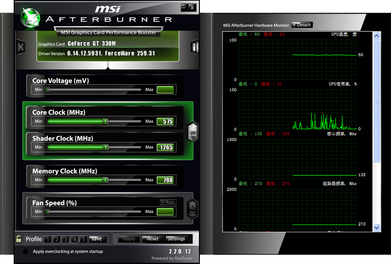 ΢���Կ���Ƶ����MSI Afterburner��ͼ