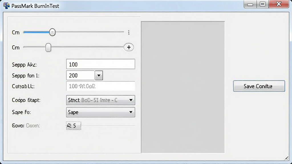 PassMark BurnInTest �Զ���������ý����ͼ����������ʾ����������壬�������顢������������˵�������Ϊǳ��ɫ���������Ҳ��б��������ļ��İ�ť���������� 