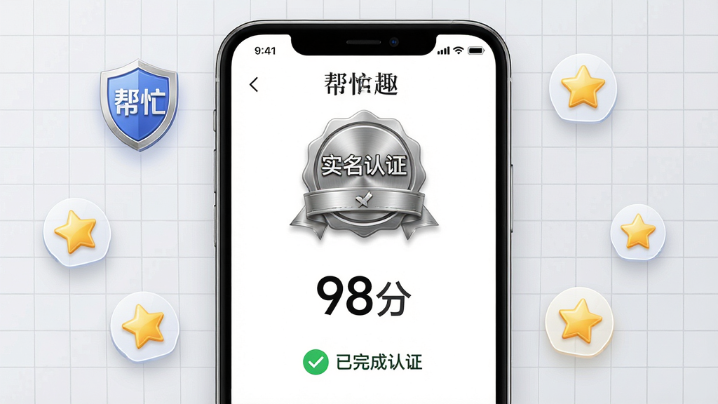 ��������Ϊ����æȤ��APP�ĸ���������֤ҳ�棬�ֻ���Ļ��ʾ��ʵ����֤�����������÷�������98�֣����·��С��������֤������ɫ��ѡ��ʶ������Ϊ�ֻ�����չʾ������Ϊǳ��ɫ������Χ�����Ŷ���ͼ�������������ͼ�ꡣ���Ϊ�������磬ϸ���ϻ����н����ʸУ�������������������Ϊ4K���壬����ɾ����޶���Ԫ�ء�