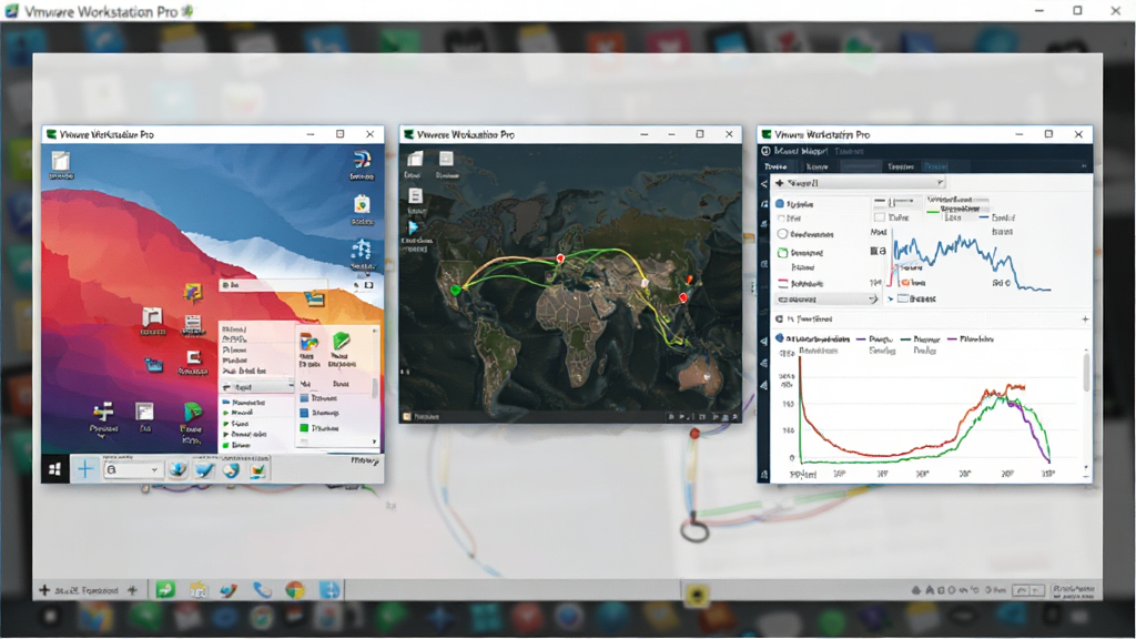 VMware Workstation Pro ���������������ʾ��ͼ������Ϊ��Ļ�ϲ�����ʾ������ͬ����ϵͳ�Ĵ��ڣ����ֳʺ������У��Ű����룬����ִ���Լ��ϸ�ڰ������ڱ��������������������Դռ�����ߣ������������ɾ����޶���Ԫ��