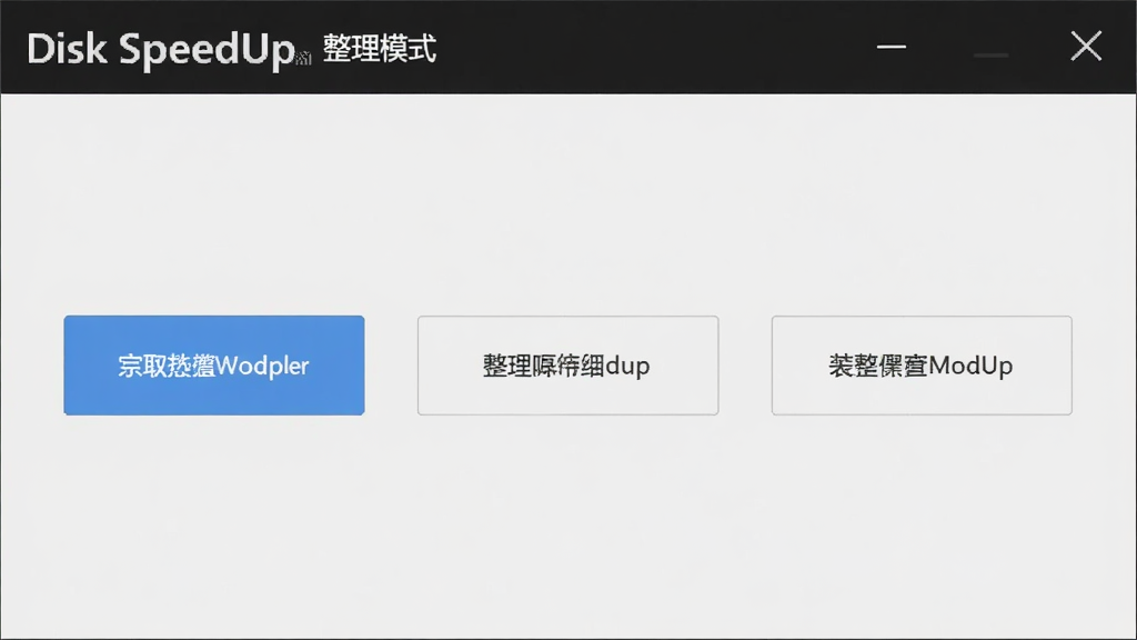 Disk SpeedUp ����ģʽѡ����棬����ģʽ��ť�������У�����������ʾ�ڱ��������������Լ����ǳ��ɫ���������廭�ʣ��ɾ��޶���Ԫ��