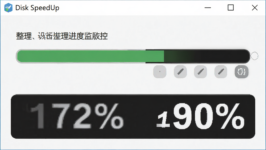Disk SpeedUp �������ȼ�ؽ��棬��������ٷֱ�������Ŀ��ʾ����������λ�ڴ��ڶ�������������ˬ���ţ���ɫ���������廭�ʣ��ɾ��޶���Ԫ��