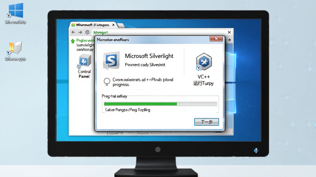 һ��չʾ Microsoft Silverlight ��Windows���Զ˰�װ���ò���Ľ�ͼ���ʾ��ͼ������Ϊ������Ļ��ʾ��װ�򵼶Ի��򣬲��ֲ��þ��е�����ʽ���Ű����