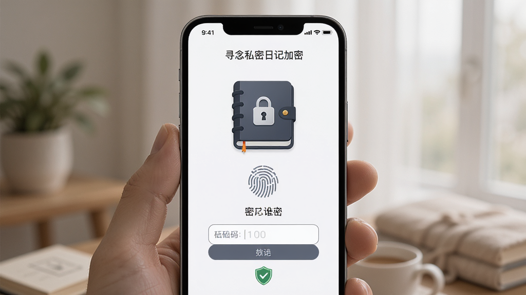 Ѱ��˽���ռǼ��ܽ��棬����չʾһ���������ռǱ�ͼ�����������������Ϊ�ֻ���Ļ�еİ�ȫ��֤ҳ�棬���־��жԳƣ������Ȱ��ģ�ϸ�ڰ���ָ��ʶ��ͼ�ꡢ���ܱ�ʶ����ͱ����������������޶���װ��