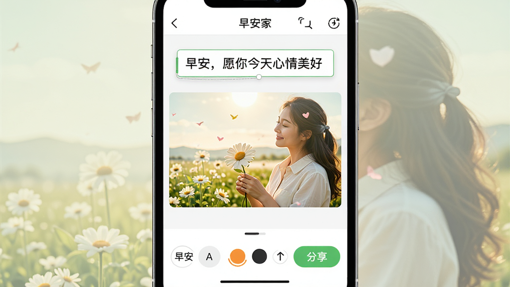 �簲�����ֱ༭���ܽ��棬����չʾ�ֻ���Ļ���簲��APP�ı༭ҳ�棬��Ļ������һ���簲�ʺ�ͼƬ��ͼƬ�Ϸ��пɱ༭�����ֿ����ֿ�����ʾ���簲��Ը������������á���������Ļ�·�������ѡ����ɫ������������ť�Ȳ���ѡ����������ֱ�ۣ���ɫ������Ȼ������ɾ��޶���Ԫ�أ����廭��