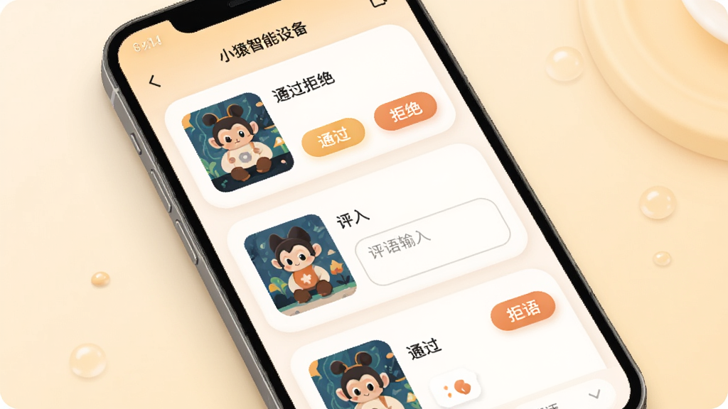 СԳ�����豸App��Ʒ��˽��棬����Ϊ�ֻ���Ļ��ʾ�������Ʒ����ͼ����˰�ť������Ϊ�б�ʽ��Ƭ���У��Ű����������Ϊ���Բ�����ůɫ����ϸ�ڰ�����ƷԤ��ͼ��ͨ���ܾ���ť����������򣬻��ʸ��壬�ɾ����޶���Ԫ��