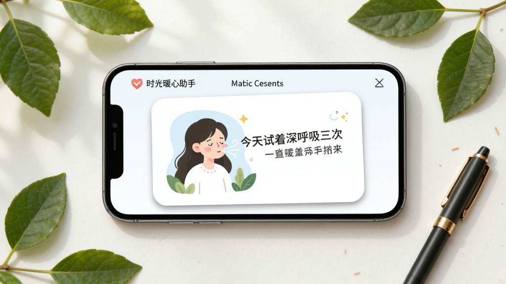 ����չʾ��ʱ��ů�����֡�����ʿ��Ƭ���棬�ֻ�������ʾһ�ſ�Ƭ�������в廭�����֡�����������������Ρ����ֻ��Ա��м�Ƭ��Ҷ��һ֧�ʡ����ֲ��þ��й�ͼ�������Ȼ���£�ϸ���Ͽ�Ƭ����΢����Ӱ��Բ�ǡ�����ϸ�壬�ɾ����޶���Ԫ�ء�