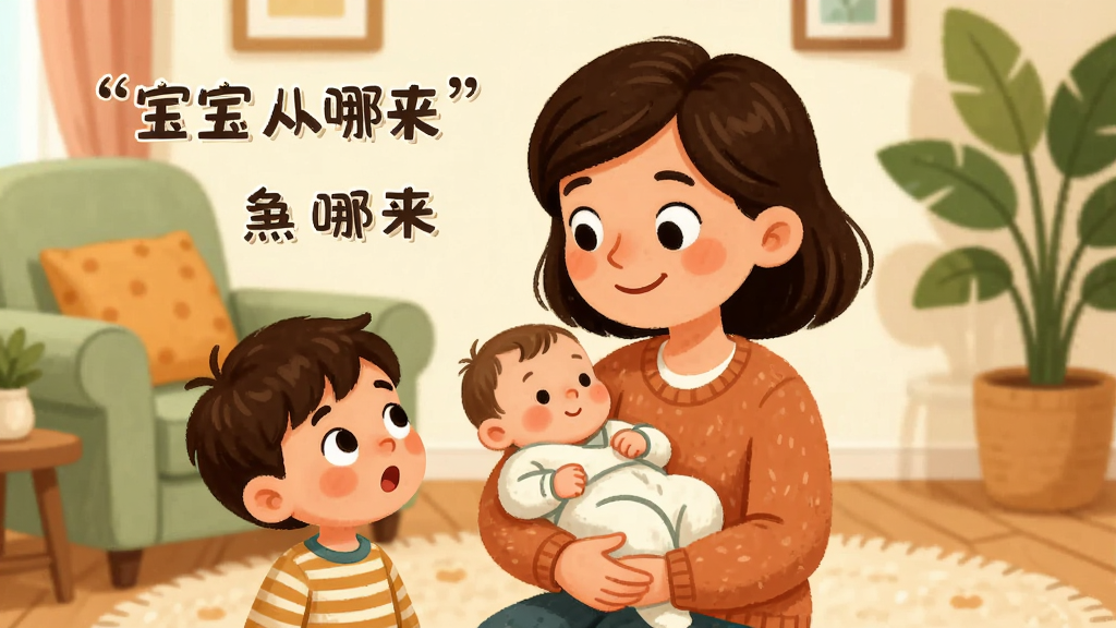 ��ͨ�����ܰ��ͥ��������������һλ΢Ц��ĸ�ױ���Ӥ�����Ա�վ�ź����С�к���ͷѯ�ʣ���������͵ļ�ͥ������������ɳ������ֲ������ɫ����ů���������Ϊ��ͯ�汾�廭��ϸ�ھ��£����������ɾ����޶���Ԫ�أ������д�����������