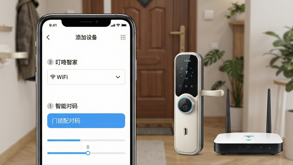 һ�Ŷ����Ǽ�APP���豸�������������ͼ���ʾ��ͼ���������ֻ���Ļ��ʾ�������豸�����裬����WiFiѡ������������������������Ա�����������ʵ���·����������Ϊ��ͥ���أ����дʵ������ϸ�ڰ���������źͽ����������ʸɾ������ֱ�ע�������Ǽҡ��ڽ��涥��