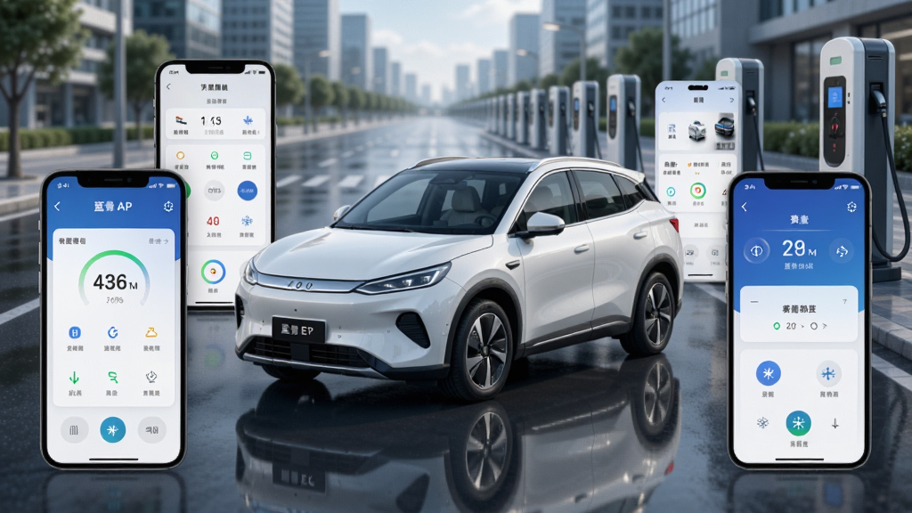 ����˹����APP������չʾ������������һ����ɫ����E5������������Χ�������ֻ���Ļ����Ļ����ʾ�������ƽ��桢������Ϣ�Ϳյ����ڰ�ť�������ǳ��е�·����׮�����岼�ּ������������ִ��Ƽ��У�ϸ�ڰ���������Ӱ�������ĻUIͼ�꣬���ʸ��壬�ɾ��޶���Ԫ��