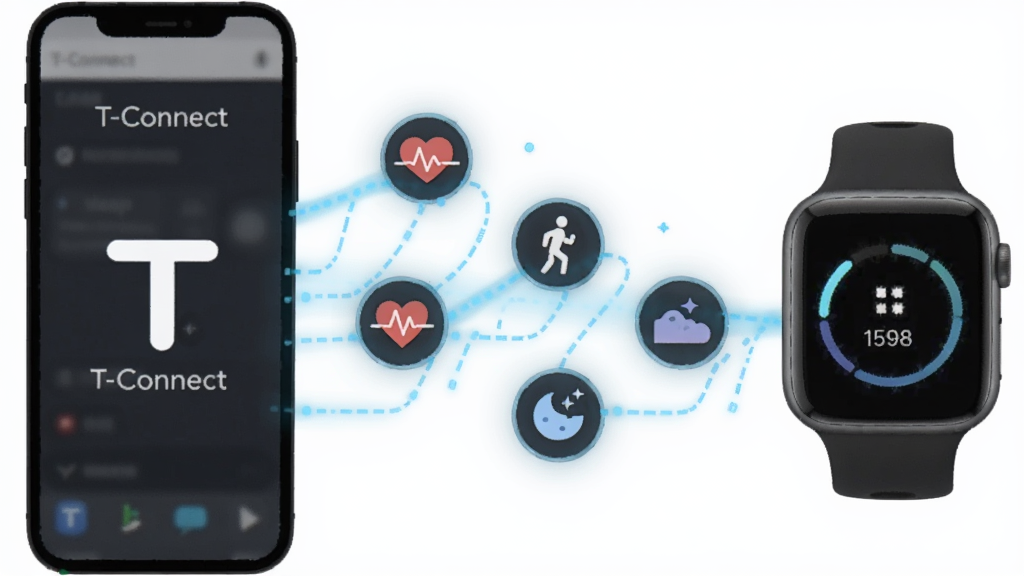 һ�����T-ConnectӦ������ͬ�����ܵĲ廭�����������һ���ֻ����Ҳ���һ�������ֱ�������֮���з������ɫ���������ӣ���������Ư�������ʡ�������˯�ߵ�ͼ�꣬�����Ǹɾ��İ�ɫ�������Ƽ��У������������޶���Ԫ��