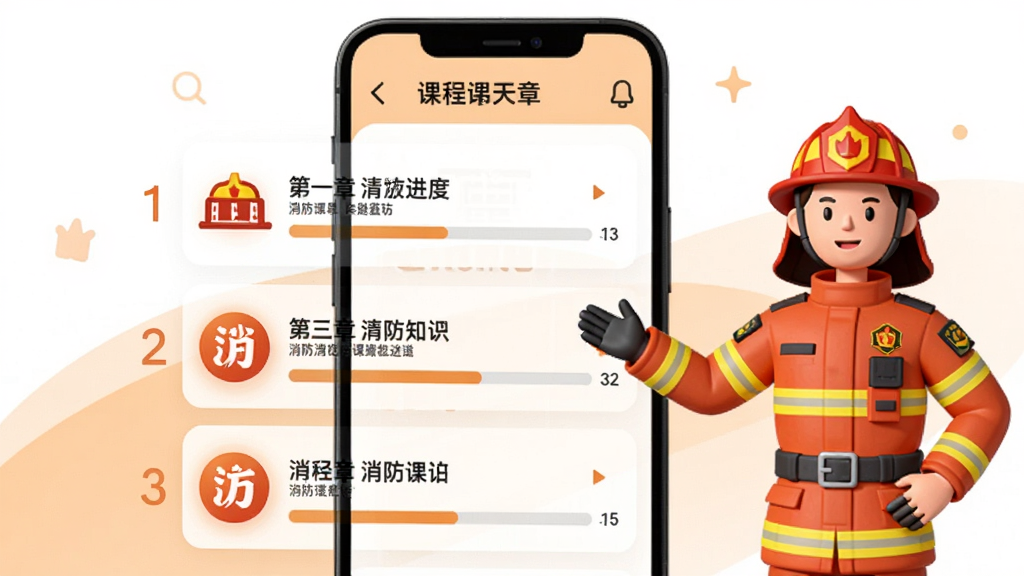 �������ÿγ�ѧϰ���棬�ֻ���Ļչʾ�γ��½��б���ÿ���½ڴ��н�����������֪ʶͼ�꣬����Ϊ��ɫ��ǳ��ɫ���䣬�����������������Ա��������ָ��������ƽ����ϸ�ڷḻ�������������ɾ�������Ԫ��