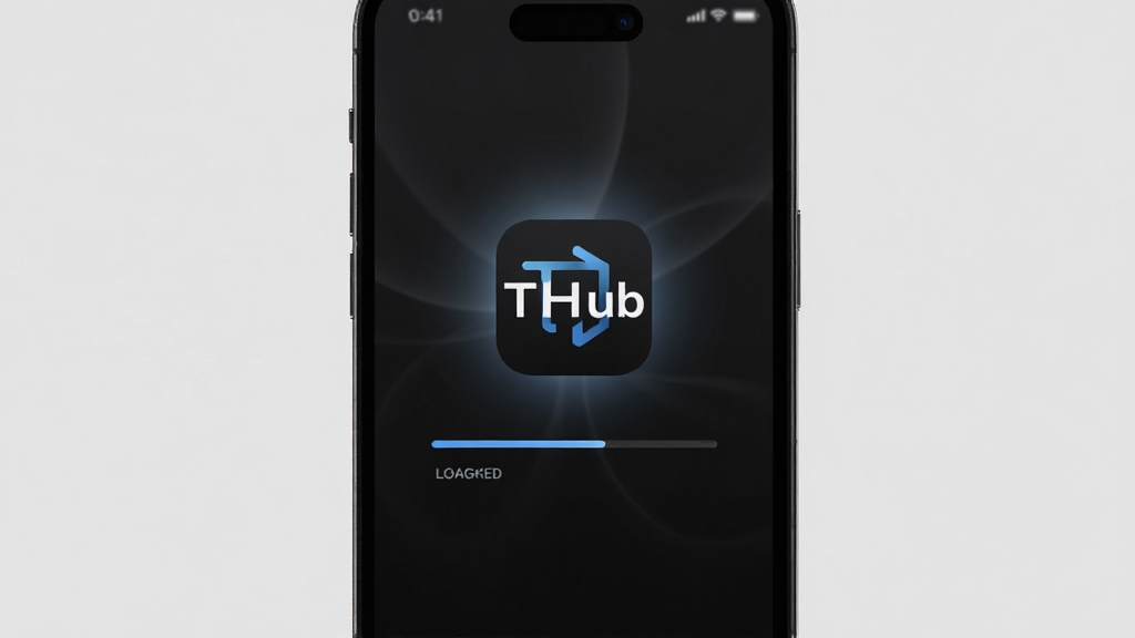 ����Ϊ��THub��Ӧ������˲����ֻ����棬����Ϊȫ�����ɻ��棬�Ű������������ Logo ����ؽ����������Ϊ������ɫģʽ��ϸ�ڰ���ϸ��Ĺ���Ч�����ɾ��ı������޹���������������ɾ����޶���Ԫ�ء�