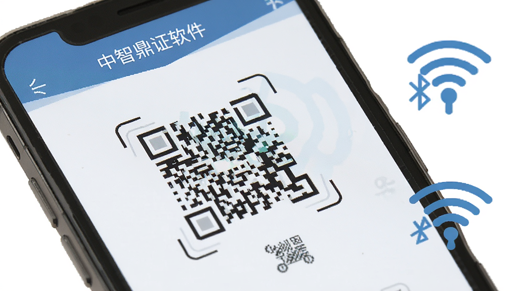 ���Ƕ�֤�������豸�󶨽������дͼ������չʾ�ֻ���Ļ�ϵ�ɨ������̣��Ա�������ͼ��;������ź�ͼ�꣬����Ϊ����ɫ������ƽ����ƣ�ϸ�����������ʸ��壬�ɾ��޶���Ԫ��