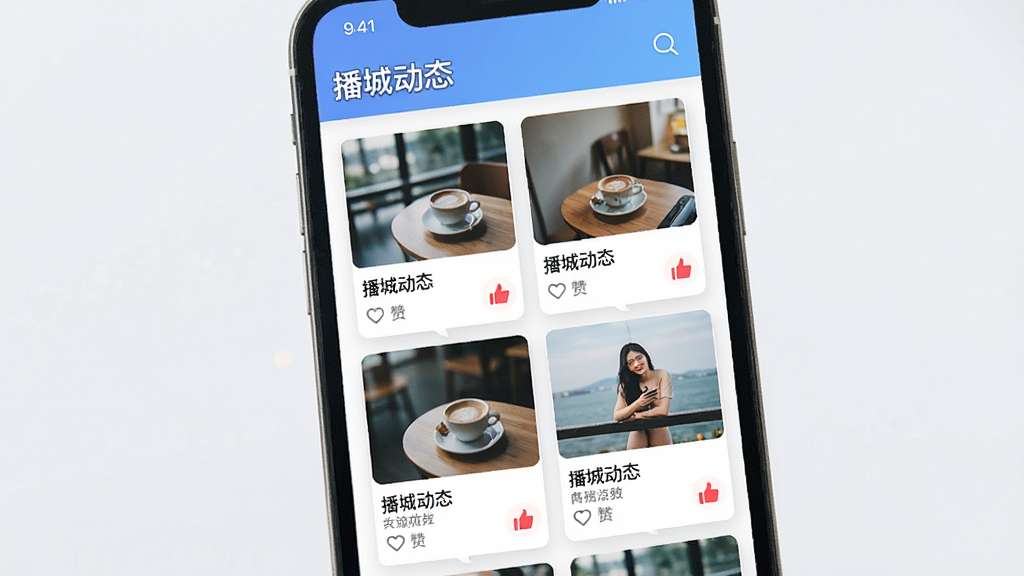 ����Ϊ�ֻ���Ļ��ʾ��̬��Ϣ��ҳ�棬����Ϊ���»���ʽ��Ƭ���У��Ű�����������б���ϣ����Ϊ�����罻�磬ϸ�ڰ�����Ƭ�а���ͼƬ�����������ͼ�꣬�����С����Ƕ�̬�����⣬���ʸ��壬�ɾ����޶���Ԫ��
