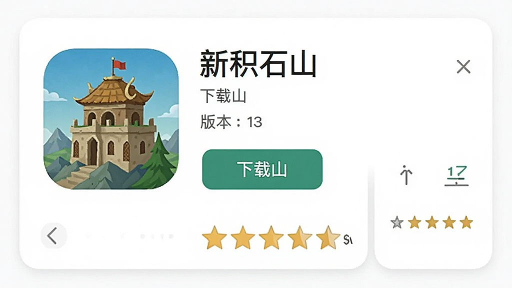 һ���ֻ�Ӧ���̵���Ľ����ͼ��������չʾ���»�ʯɽ��Ӧ�õ�����ҳ������Ӧ��ͼ�ꡢ���ơ��汾��Ϣ�����ذ�ť�Լ��û������Ǽ���������Ƽ�࣬���ÿ�Ƭʽ���֣�����Ϊ��ɫ�����������ɶ�������ִ������ʸɾ����޶���Ԫ�ء�