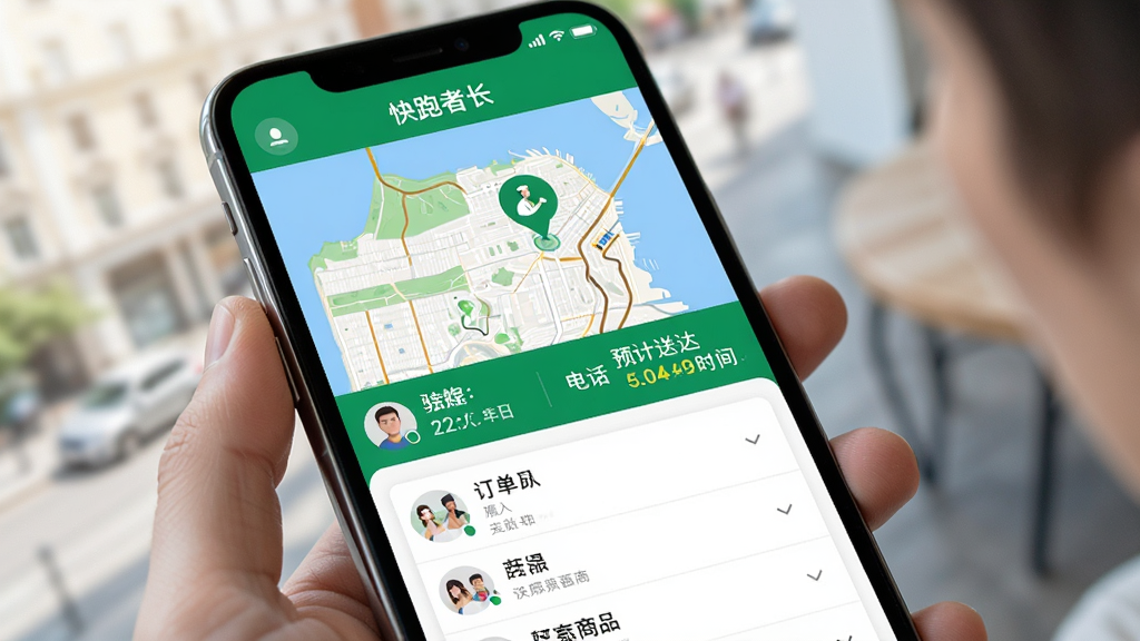�����ߵ곤�����͸��ٽ��棬�ֻ���Ļ��ʾ��ͼ������λ��ͼ�꣬�·��������������绰��Ԥ���ʹ�ʱ����Ϣ��������Ʒ�嵥�۵�չʾ����������ˬ����ɫ����ɫ�Ͱ�ɫΪ���������������޶���Ԫ��