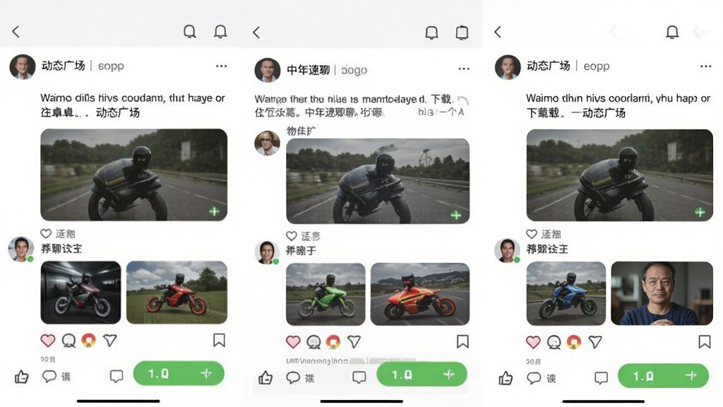 中年速聊 下载 中年速聊 安卓版 动态广场 界面 展示 用户 发布 的 动态 和 互动 按钮 主体 居中 布局 清晰 排版 社交 风格 细节 丰富 画质 高清 干净 无多余元素