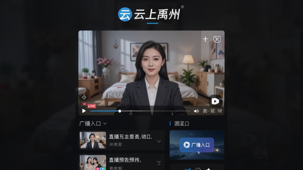һ����Ƶֱ����APP���棬������'��������'��ʶλ�ڶ�������������Ƶ���Ŵ��ڣ��·���ֱ��Ԥ���б��͹㲥��ڣ��������ִ�����ɫ����������ɫǿ���������������޶���Ԫ��