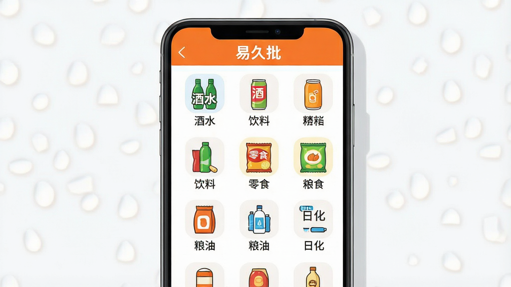 һ��չʾ�׾���APP����Ʒ����ҳ���ͼƬ����������Ϊ�ֻ����棬���������о�ˮ�����ϡ���ʳ�����͡��ջ��ȷ���ͼ�꣬ÿ��ͼ���·���עƷ�����ƣ�����Ϊ������������У����Ϊ��������UIչʾ�廭��ϸ���Ͻ��涥����