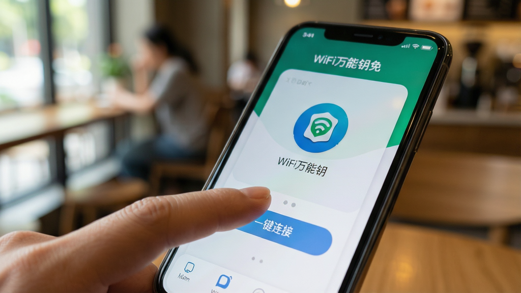 ��д��ͷչʾһ����ָ�ᴥ�ֻ���Ļ�ϵġ�һ�����ӡ���ť����Ļ�С�WiFi����Կ�⡱�������������ɼ�������Ϊ�黯�Ŀ�����������������ͣ����дʵ������ϸ�壬�ɾ��޶���Ԫ��