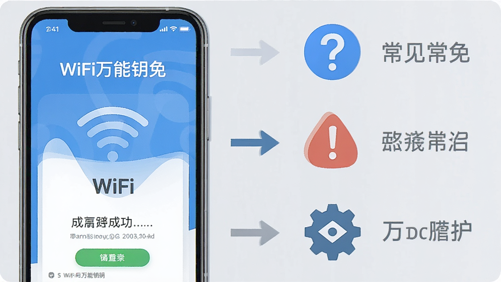 һ����Ϣͼ����ͼƬ��������ֻ�չʾ��WiFi����Կ�⡱���ӳɹ��Ľ��棬�Ҳ��г���������ͼ�����ʺš���̾�š����ֵȣ��м��ü�ͷ���ӣ�����Ϊǳ��ɫ����������ˣ������������ɾ��޶���Ԫ��